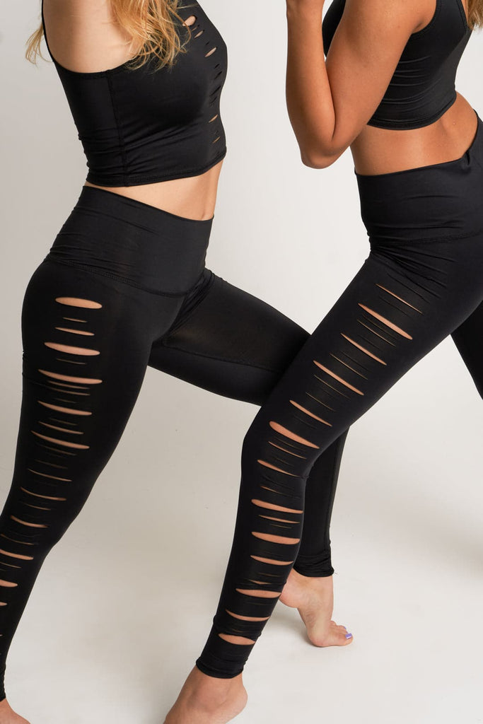 Leggings Yoga Sexy Exercise Pants Fashion Black Cut Out Mesh